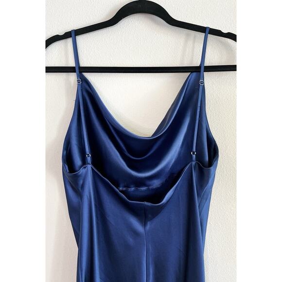 Petal + Pup Blue Satin Cowl Neck Slip Dress Size 8 Y2K Style - Picture 3 of 8